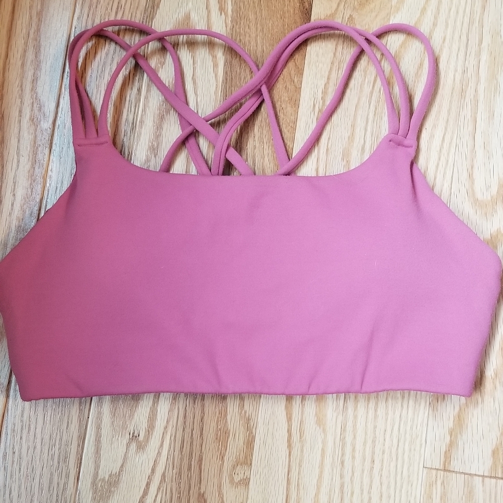 Athleta pink padded strappy sports bra size S